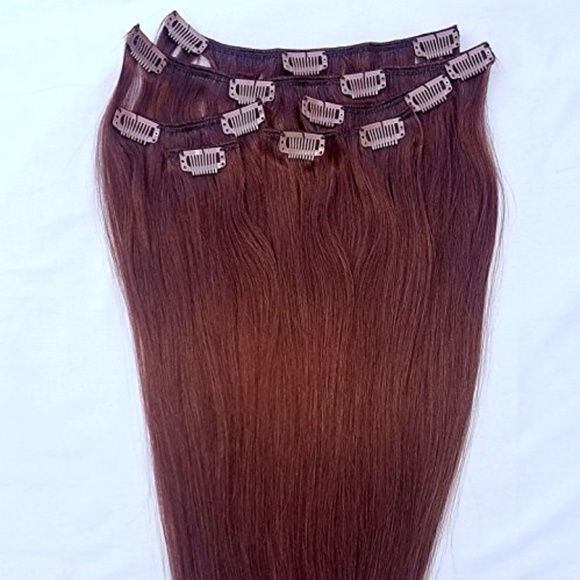 24" 100% Clip in Human Hair Extensions 7Pcs,14 clips #33 - Picture 2 of 2